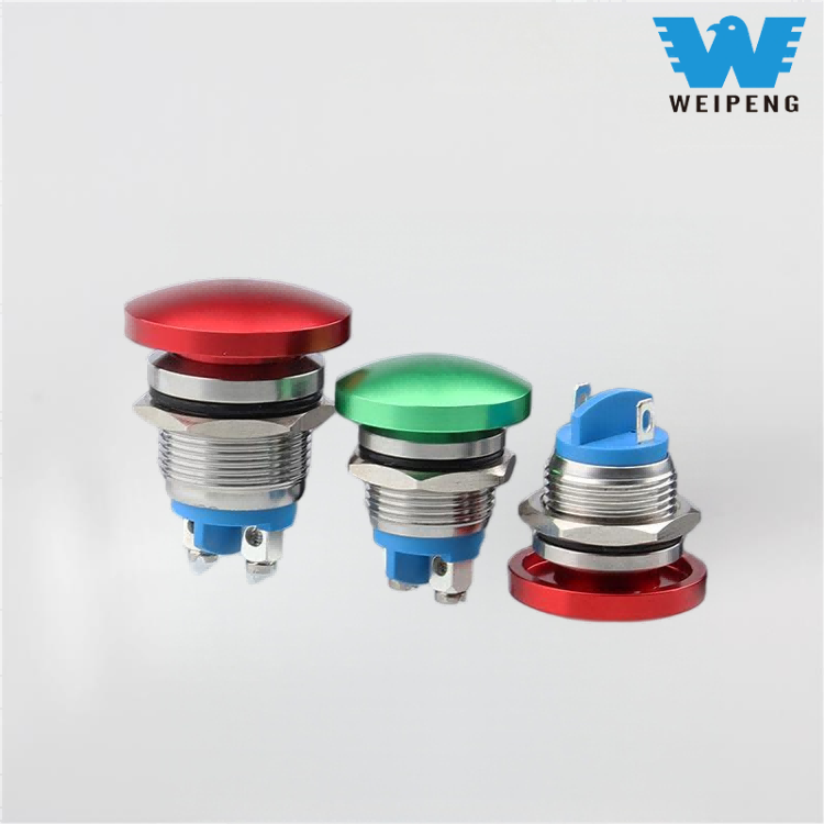 Прекинувач за ресетирање на копче за притискање на метална глава од печурки 16/19/22 mm