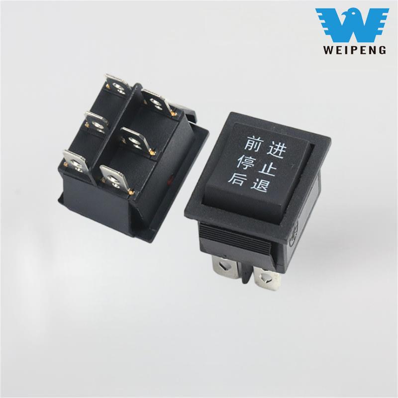 KCD4 Црн 31*25mm 6-пински преклопник со 3 позиции 16A 250V